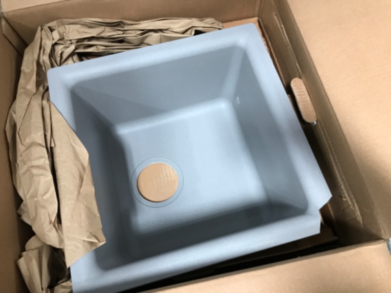 Photo 2 of ***Corner is broken due to shipping and handling, see pictures.***
Elkay Quartz Classic ELG1616GS0 Greystone Single Bowl Dual Mount Bar Sink Sink Only Greystone