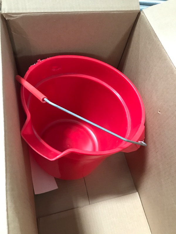 Photo 3 of ***Handle is broken due to prior use.***
Rubbermaid Commercial Products 2.5 Gallon Brute Heavy-Duty, Corrosive-Resistant, Round Bucket, Red FG296300RED Red 2.5 Gallon Single Pack