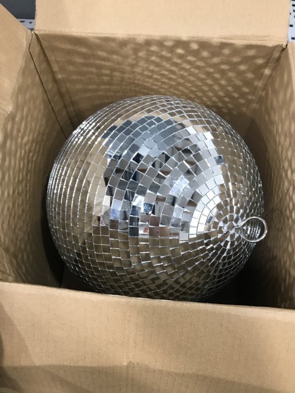 Photo 2 of 12" Disco Ball Mirror Ball Disco Party Decoration Stage Light Dj Light Effect Home Business Christmas Display Decoration Silver