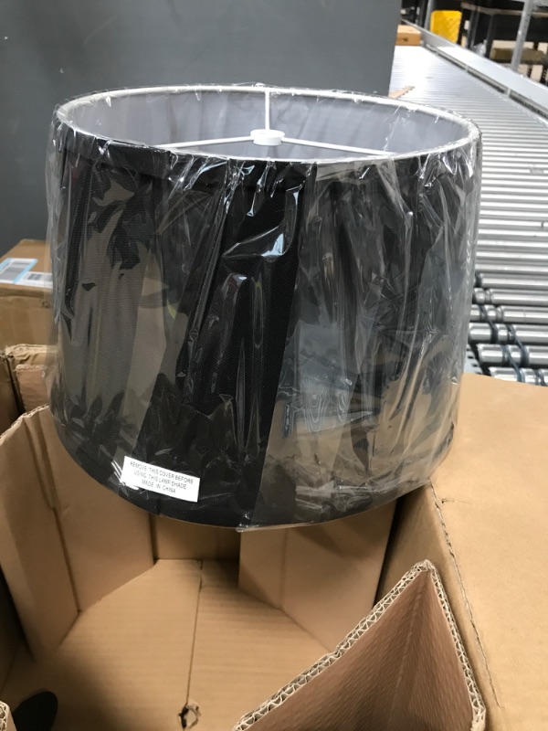 Photo 2 of  **Only one included.*** 
Lamp Shades Set of 1 Drum Lampshade for Table Lamp Floor Lamps,13x13x10" Large Black Lampshades Replacement Double Fabric Lamp Shade Natural Linen Easy Assembly Lampshade