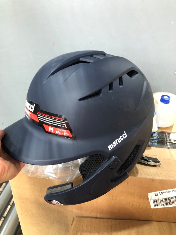 Photo 2 of Marucci DuraVent Batting Helmet, NOCSAE Certified Navy Blue Junior