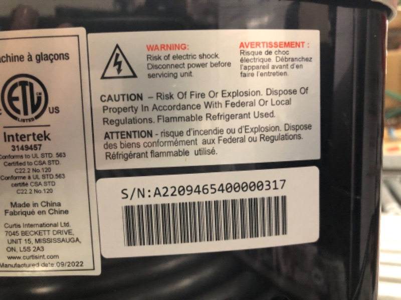 Photo 6 of ***ITEM MISSING PARTS***
Frigidaire EFIC117-SSBLACK-COM EFIC117-SSBLACK 26 Lbs Portable Compact Maker