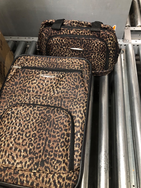 Photo 3 of Rockland Fashion Softside Upright Luggage Set, Leopard, 2-Piece (14/19) 2-Piece Set (14/19) Leopard Frustration-Free Packaging