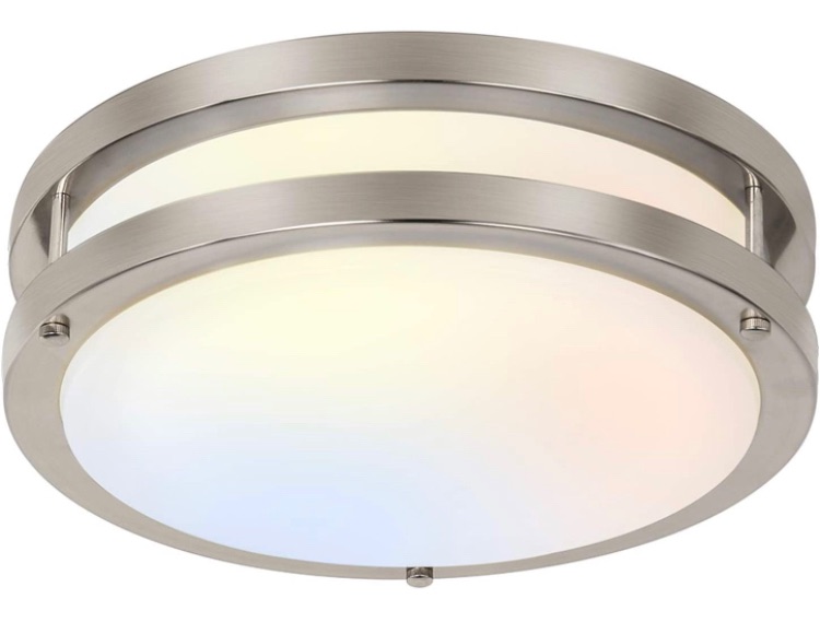 Photo 1 of 13 inch Flush Mount LED Ceiling Light Fixture, 2700K/3000K/3500K/4000K/5000K Adjustable Ceiling Lights, Brushed Nickel Saturn Dimmable Lighting for Hallway Bathroom Kitchen or Stairwell, ETL Listed