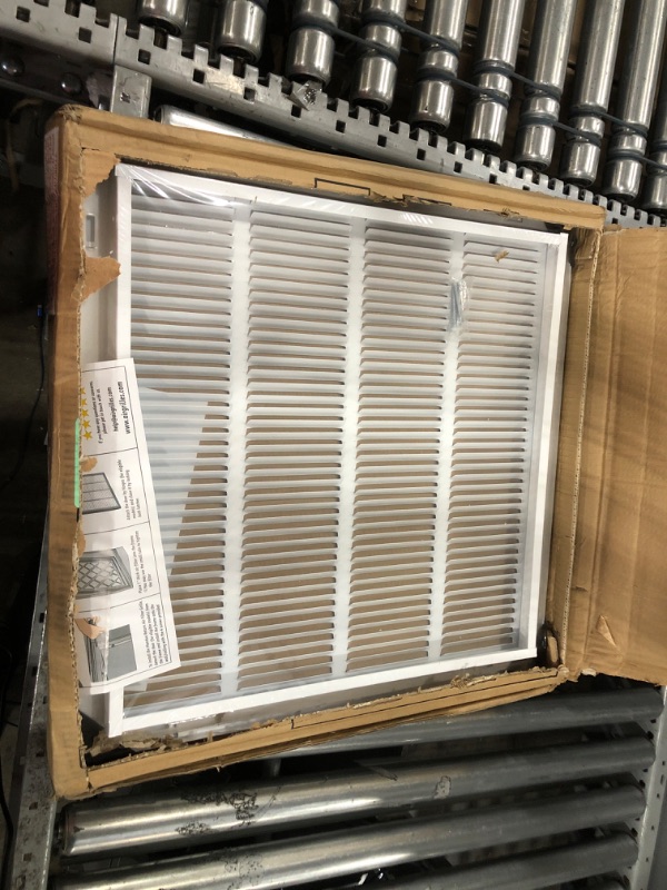 Photo 2 of 20"W x 20"H [Duct Opening Measurements] Steel Return Air Filter Grille [Removable Door] for 1-inch Filters | Vent Cover Grill, White | Outer Dimensions: 22 5/8"W X 22 5/8"H for 20x20 Duct Opening Duct Opening style: 20 Inchx20 Inch