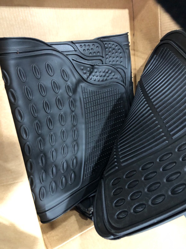 Photo 2 of Automotive Floor Mats Solid Black ClimaProof for all weather protection Universal Fit Trimmable Heavy Duty fits most Cars, SUVs, and Trucks, 3pc Full Set FH Group F11306BLACK