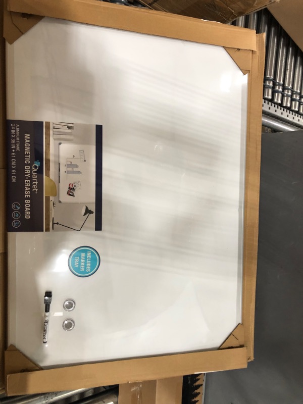 Photo 2 of Quartet Magnetic Whiteboard, 2' x 3' White Boards, Dry Erase Board Includes One Quartet dry erase marker & Marker Tray, Home Office Accessories, Euro Style Aluminum Frame (UKTE2436-ECR)