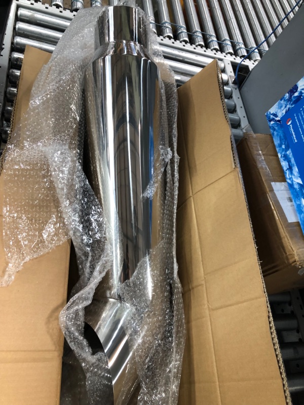 Photo 1 of FGJQEFG 5 Inch Inlet 7 Inch Outlet Polished Stainless Steel Miter Angle Cut Diesel Smoker Exhaust Stack Tip Diesel Exhaust Tip(Stack Smokers 5" ID Inlet 36" Long) 5‘’Inlet 7‘’Outlet-Silver