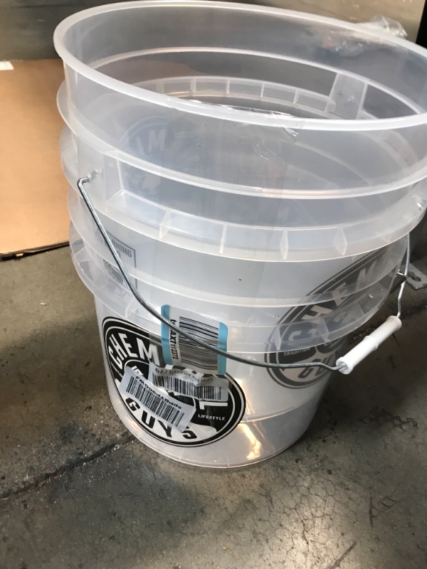 Photo 2 of Chemical Guys ACC10602 Heavy Duty Ultra Clear Detailing Bucket for Cars, Trucks, SUVs, Jeeps, Motorcycles, RVs & More, 4.25 Gallon, 2 Clear Buckets