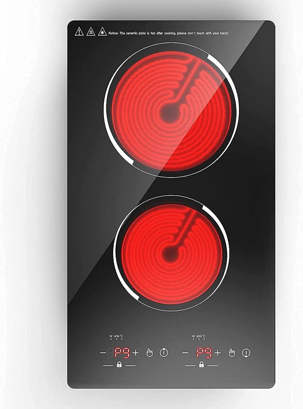 Photo 1 of  Electric Ceramic Cooktop, 12 Inch Built-in Radiant Electric Stove Top, 110V Ceramic Electric Stove with 2 Burners