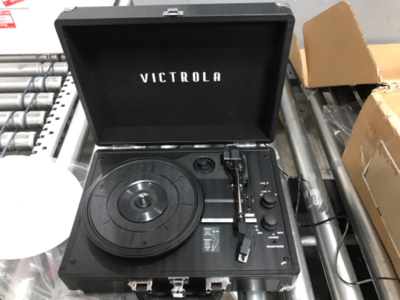 Photo 2 of Victrola Vintage 3-Speed Bluetooth Portable Suitcase Record Player with Built-in Speakers | Upgraded Turntable Audio Sound| Includes Extra Stylus | Black, Model Number: VSC-550BT-BK, 1SFA