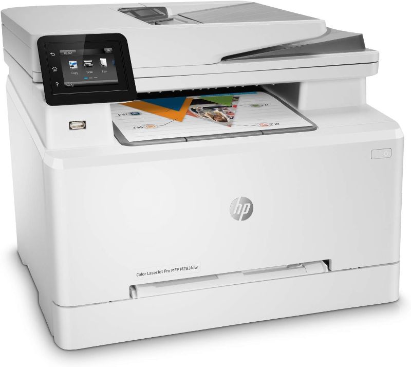 Photo 1 of 
HP Color LaserJet Pro M283fdw Wireless All-in-One Laser Printer, Remote Mobile Print, Scan & Copy, Duplex Printing, Works with Alexa (7KW75A), White
