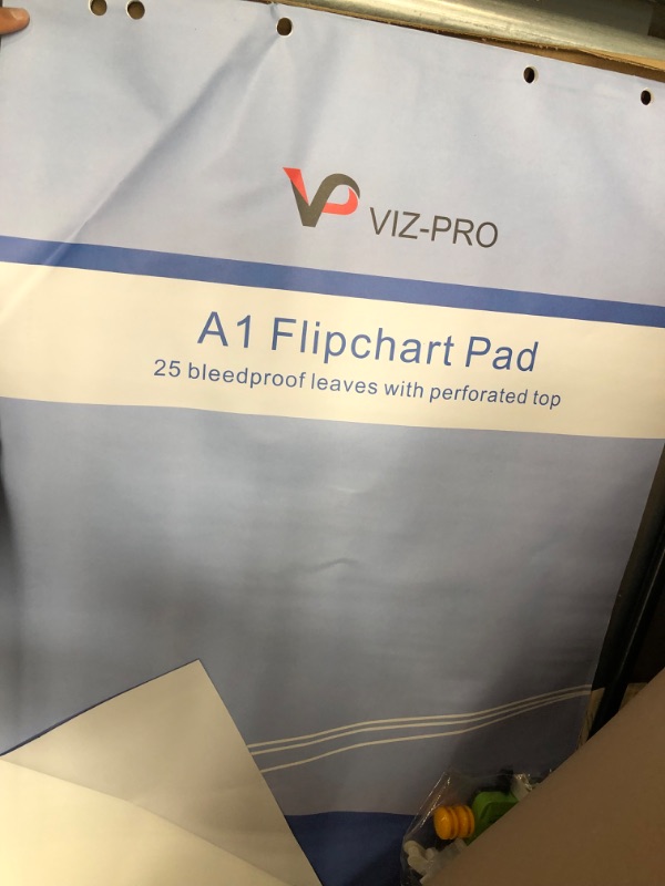 Photo 3 of USED **VIZ-PRO Magnetic Whiteboard Easel/Portable Dry Erase Board Black, 36 x 24 Inches, with 1 Flipchart Pad & 1 Dry Eraser & 14 Markers & 4 Magnets