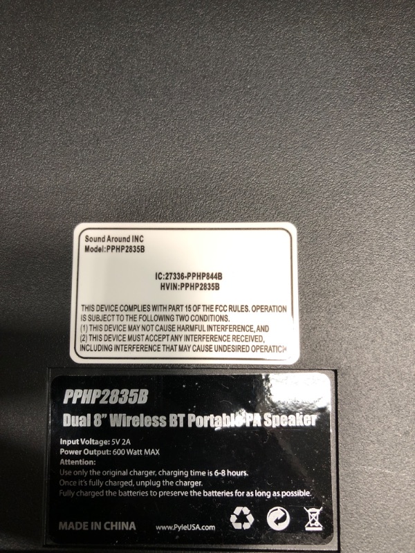 Photo 2 of Pyle Portable Bluetooth PA Speaker System - 600W Rechargeable Outdoor Bluetooth Speaker Portable PA System w/ Dual 8” Subwoofer 1” Tweeter, Microphone In, Party Lights, USB, Radio, Remote - PPHP2835B