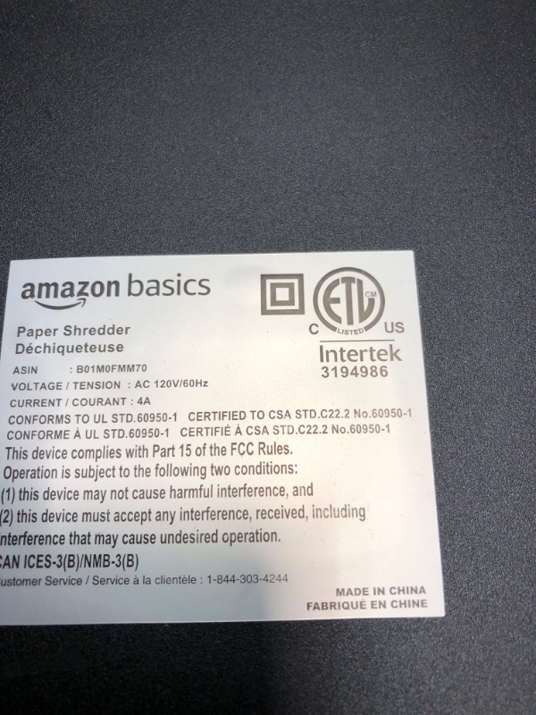 Photo 2 of Amazon Basics 15-Sheet Cross-Cut Paper, CD Credit Card Office Shredder 15 Sheet - original model Shredder