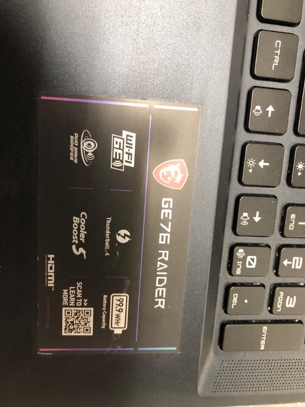 Photo 3 of (( LIKE NEW ))MSI GE76 Raider Gaming Laptop 2021 (1TB SSD, 16GB RAM) 17.3" FHD 144 Hz, Intel Core i7-1180H (11th Gen), NVIDIA GeForce RTX 3060, Windows 10 64bit (Titanium Blue) 11UE-046 US Model 16GB RAM, RTX 3060 11th Gen i7-11800H