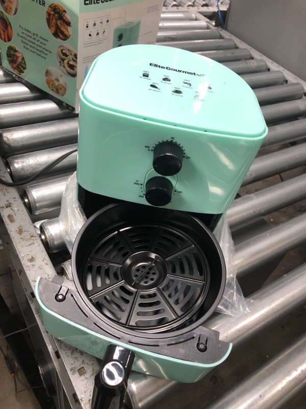 Photo 1 of Elite Gourmet EAF-3218BL Personal Compact Space Saving Electric Hot Air Fryer Oil-Less Healthy Cooker, Timer & Temperature Controls, PFOA Free, 700-Watts with Recipes, 1 Quart, Mint 1.1 Quart Mint Air Fryer