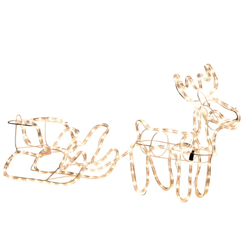 Photo 1 of ***TESTED/ POWERS ON*** 35" LED Reindeer Sleigh Outdoor Christmas Standing Figure Decoration
