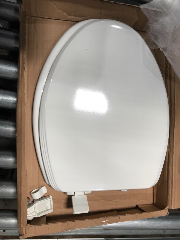 Photo 2 of **item needs to be assembled-minor damage**
Bemis 1600E4 Ashland Elongated Closed-Front Toilet Seat - White