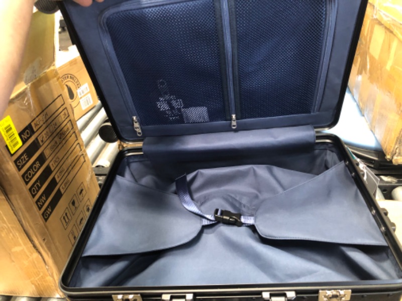 Photo 1 of **SUITCASE IS BLACK- NOT SILVER**
LUGGEX Carbon Fiber Aluminum Luggage, Smart TSA 20" No Zipper Suitcase-black