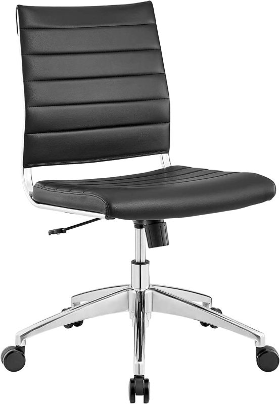 Photo 1 of USED. Modway Jive Ribbed Armless Mid Back Swivel Conference Chair In Black