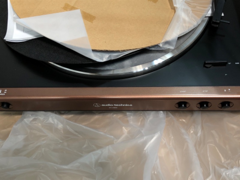 Photo 5 of Audio-Technica At-LP60X-BW Fully Automatic Belt-Drive Stereo Turntable, Hi-Fi, 2 Speed, Dust Cover, Anti-Resonance, Die-Cast Aluminum Platter Brown