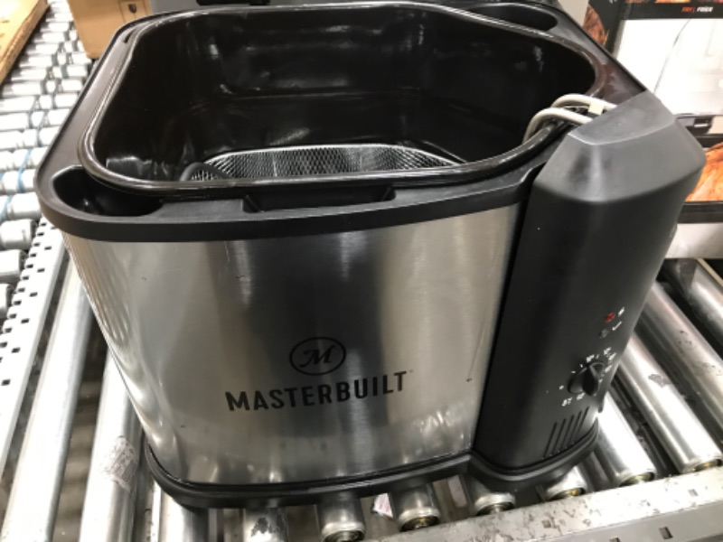 Photo 2 of Masterbuilt MB20012420 Butterball XL 10 Liter Electric 3-in-1 Deep Fryer Boiler Steamer Cooker with Basket for Turkey, Seafood, & More, Silver 10-Liter New Version