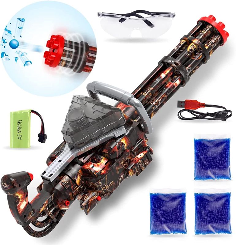 Photo 1 of **BARREL DOES NOT SPIN**jumherd Electric Gel Ball Blaster - Splatter Ball Blaster with 30000 Water Beads and Goggles, Gatling M134 for Outdoor Activities-Shooting Team Game, for Age 12+?Black?
