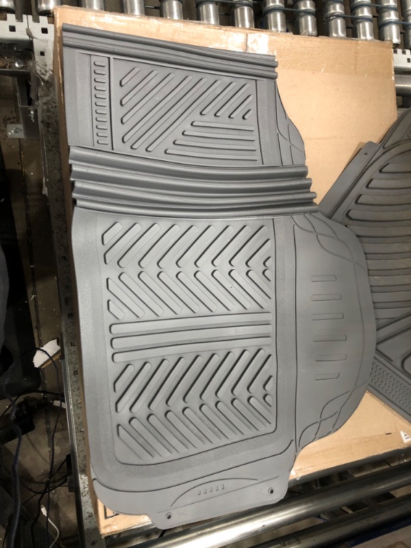 Photo 3 of **USED,MISSING ONE MAT**Motor Trend 3-Row Heavy Duty Rubber Floor Mats & Liners for Car SUV Van, Front 2nd & 3rd Row Durable Polymerized Latex Full Interior Protection, Extra-High Ridgeline Design, Gray