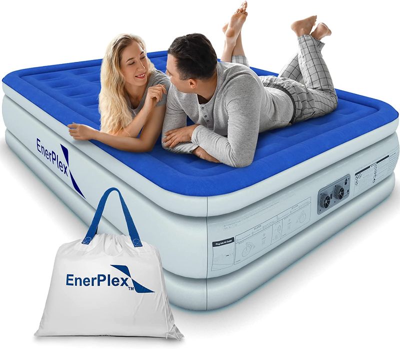 Photo 1 of *** USED UNABLE TO TEST *** EnerPlex Air Mattress with Built-in Pump - Double Height Inflatable Mattress for Camping, Home & Portable Travel - Durable Blow Up Bed with Dual Pump - Easy to Inflate/Quick Set UP
