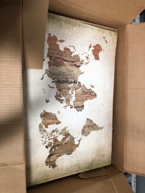 Photo 1 of Navaris Magnetic Dry Erase Board - 16 x 24 inches Decorative White Board for Wall with Design, Includes 5 Magnets and Marker - Vintage World Map