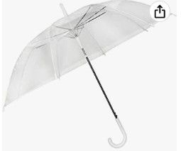 Photo 1 of 2pcks of J&A Homes  Clear Wedding Umbrellas 46" Large Style Stick Umbrella – Bulk Pack Windproof Auto Open J Hook Handle Canopy Rain Umbrellas