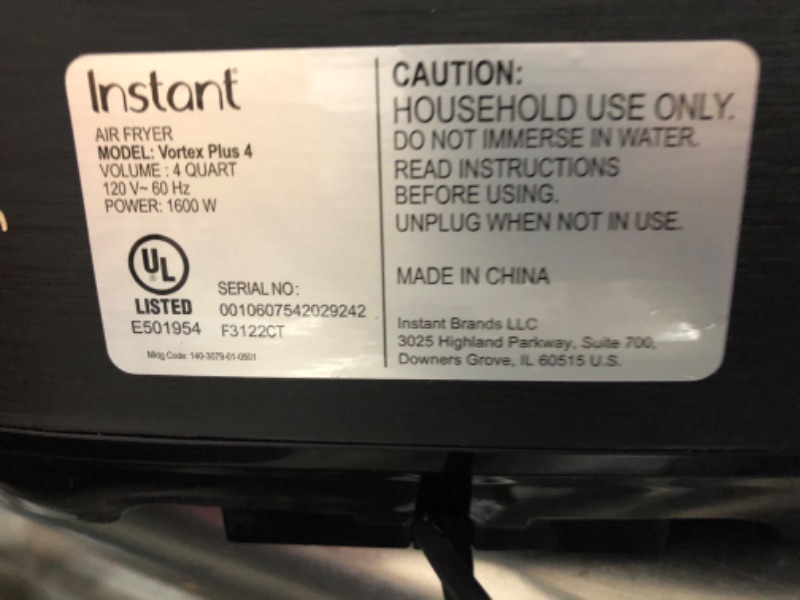 Photo 2 of **PARTS ONLY - DOES NOT FUNCTION CORRECTLY LONG COOK TIME** Instant Vortex Plus 6-in-1, 4QT Air Fryer Oven Stainless Steel