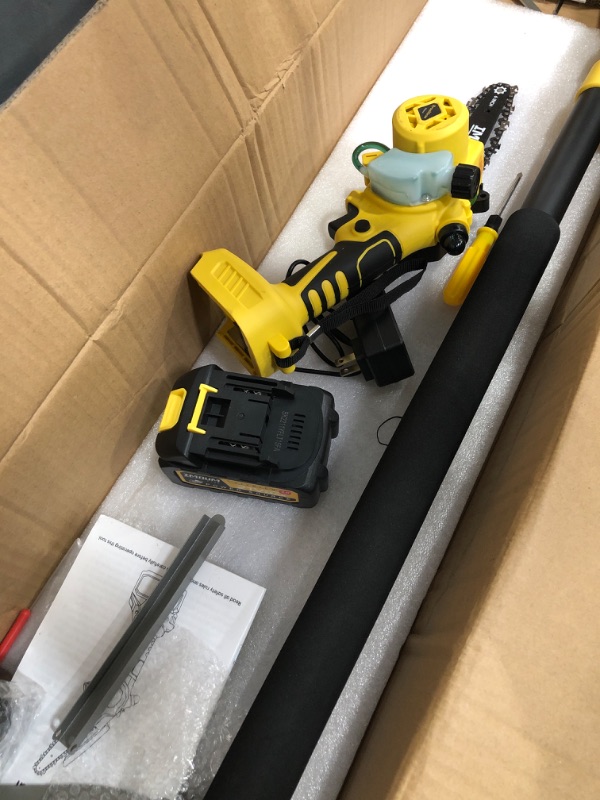 Photo 1 of 2-IN-1 Cordless Pole Saw & Mini Chainsaw, IMOUMLIVE Brushless Chainsaw, 6.9 LB Lightweight, 21V 3.0Ah Li-ion Battery, 6" Cutting with Oiling System, 15-Foot MAX Reach Pole Saw for Tree Trimming 6 inches