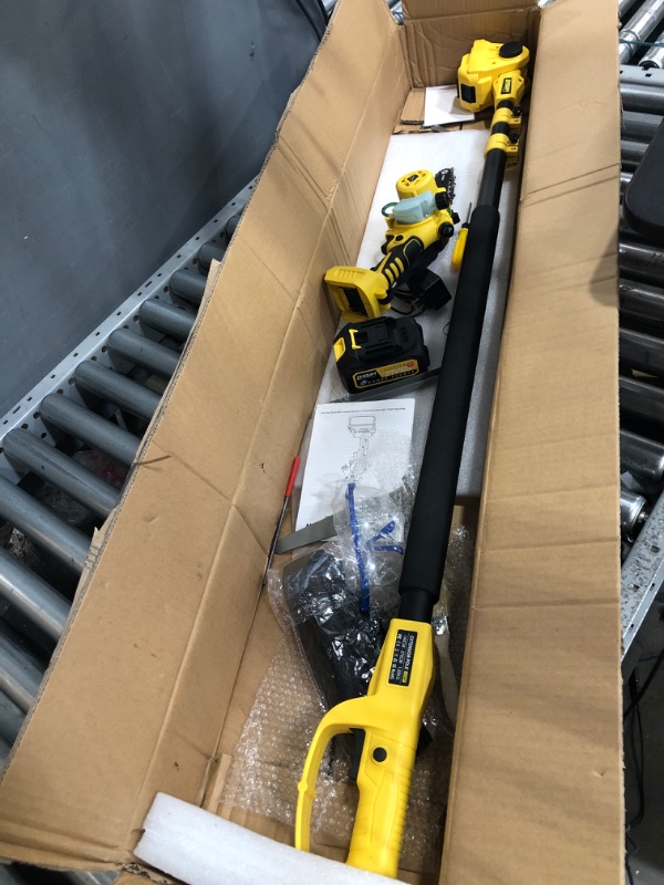 Photo 1 of 2-IN-1 Cordless Pole Saw & Mini Chainsaw, IMOUMLIVE Brushless Chainsaw, 6.9 LB Lightweight, 21V 3.0Ah Li-ion Battery, 6" Cutting with Oiling System, 15-Foot MAX Reach Pole Saw for Tree Trimming 6 inches