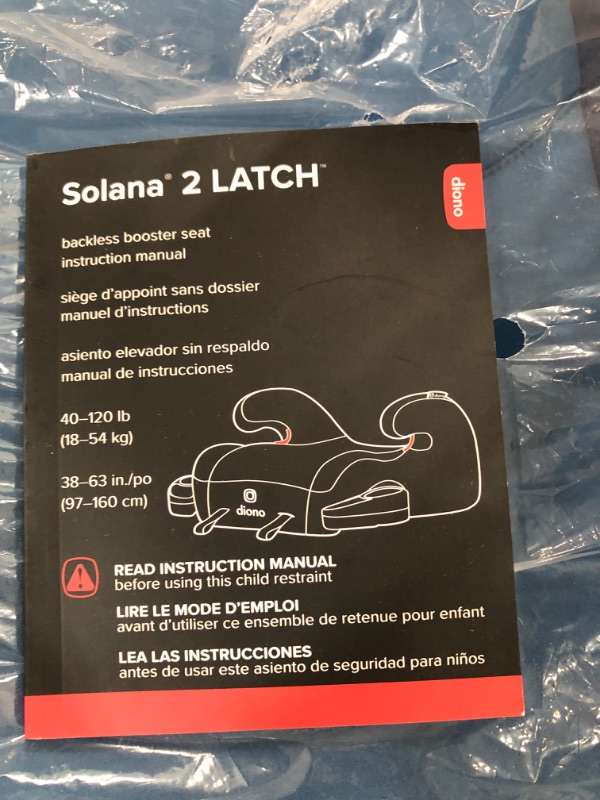 Photo 5 of Diono Solana 2 XL 2022, Dual Latch Connectors, Lightweight Backless Belt-Positioning Booster Car Seat, 8 Years 1 Booster Seat, Blue NEW! LATCH Connect Single Blue