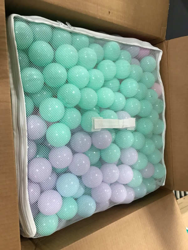 Photo 2 of Amazon Basics BPA Free Crush-Proof Plastic Ball Pit Balls with Storage Bag, Toddlers Kids 12+ Months, 6 Pastel Colors - Pack of 1000 6 Pastel Colors 1,000 Balls