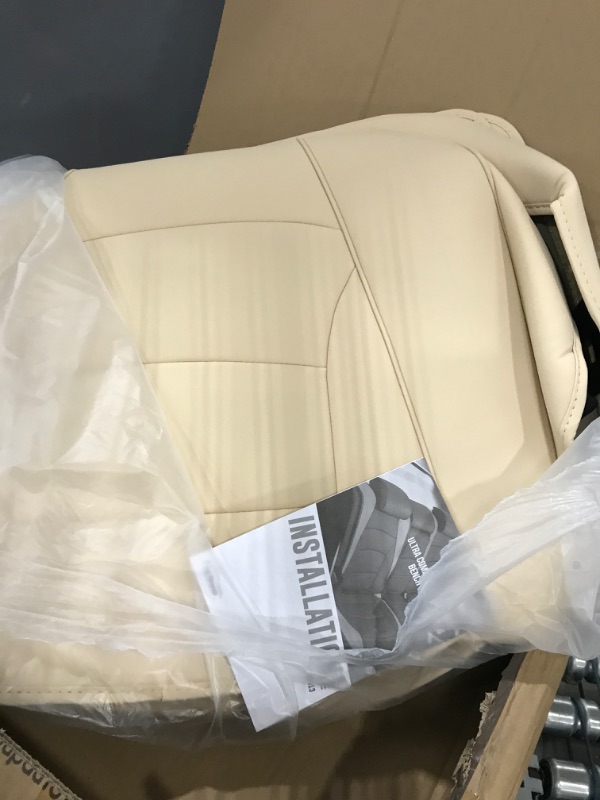 Photo 1 of FH Group Ultra Comfort Highest Grade Faux Leather Full Set Cushion Pads Car Seat Covers for Front and Rear- Fit Most Car, Truck, SUV, or Van (Solid Beige)