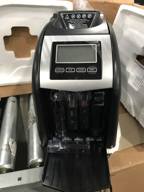 Photo 2 of USED. Royal Sovereign 4 Row Electric Coin Counter with Patented Anti-Jam Technology & Digital Counting Display (FS-44N), Black FS-44N FS-44N