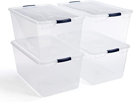 Photo 1 of (*DAMAGED*) Rubbermaid Cleverstore Clear Plastic Storage Bins with Lids