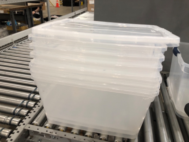 Photo 2 of (*DAMAGED*) Rubbermaid Cleverstore Clear Plastic Storage Bins with Lids