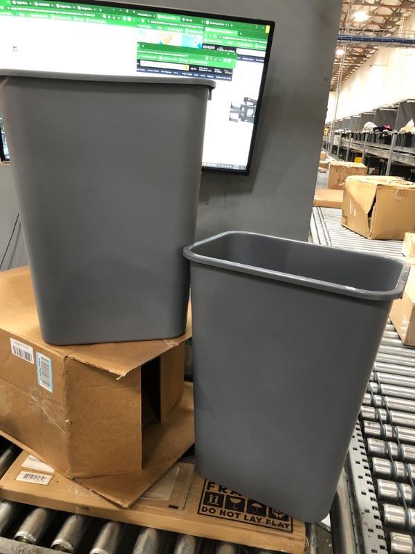 Photo 2 of AmazonCommercial 10 Gallon Commercial Office Wastebasket, Grey, 2-Pack GREY 10 GALLON 2 pack