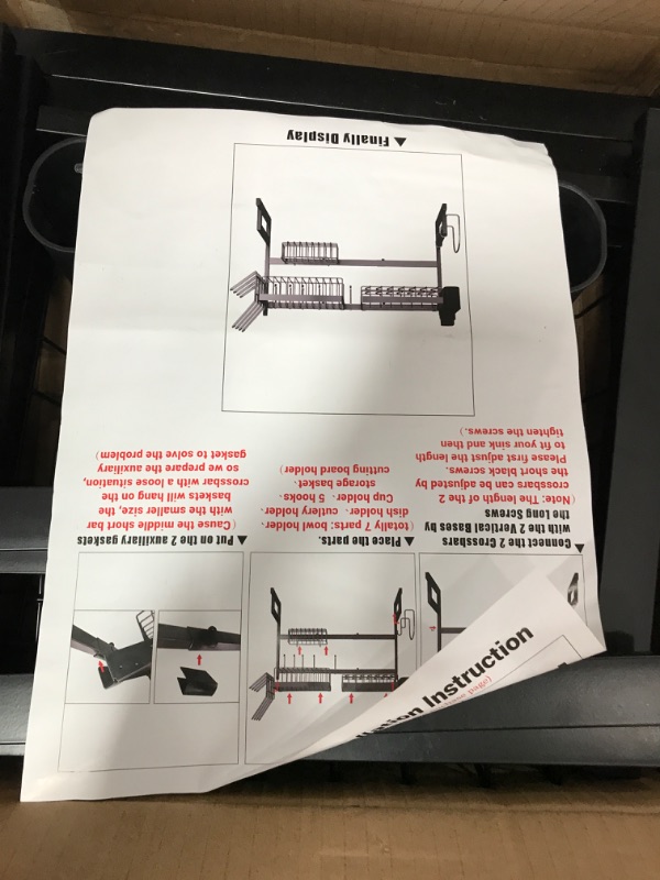 Photo 3 of ?Fit Sink 24"- 33" L? 2023 Version Adbiu Over Sink Dish Drying Rack (Expandable Dimension) Snap-On Design 2 Tier Large Kitchen Dish Rack Stainless Steel Counter Organization and Storage Black 23.5" - 32.5"(L) x 12"(W) x 19" - 22"(H)