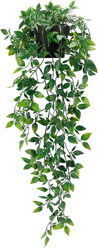 Photo 1 of  Artificial Hanging Plants Small Fake Potted Plants, Faux Plants for Indoor Outdoor Aesthetic Office Living Room Shelf Decor (1 Pack)