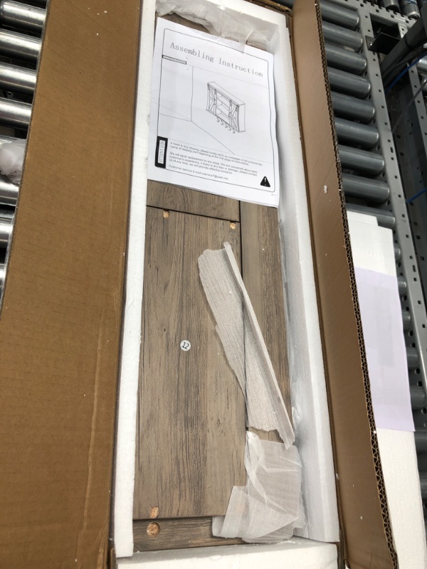 Photo 1 of **MISSING PARTS**
Rustown Rustic Wood Wall Storage Cabinet with Two Sliding Barn Door, 3-Tier Decorative Farmhouse Vintage Cabinet Rustic Oak