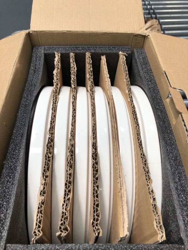 Photo 1 of Mora Ceramic Flat Dinner Plates Set of 6, 10.5 in High Edge Dish Set - Microwave, Oven, and Dishwasher Safe, Scratch Resistant, Modern Dinnerware- Kitchen Porcelain Serving Dishes - Vanilla White