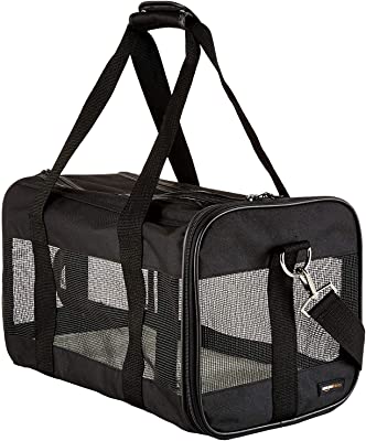 Photo 1 of Amazon Basics Soft-Sided Mesh Pet Travel Carrier, Large (20 x 10 x 11 Inches), Blac