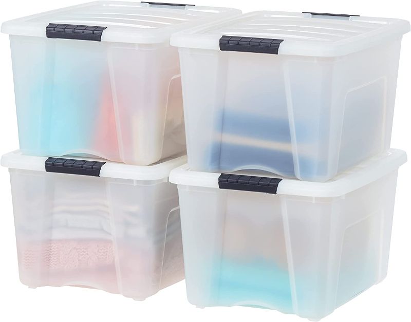 Photo 1 of *READ NOTES*IRIS USA 40 Qt. Plastic Storage Bin with Secure Lid and Latching Buckles, 4 Pack