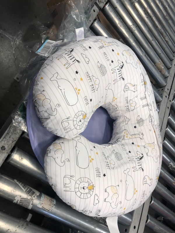 Photo 1 of Boppy Nursing Pillow and Positioner - Original, Notebook Black and White with Gold Animals, Breastfeeding, Bottle Feeding, Baby Support, with Removable Cotton Blend Cover, Awake-Time Support