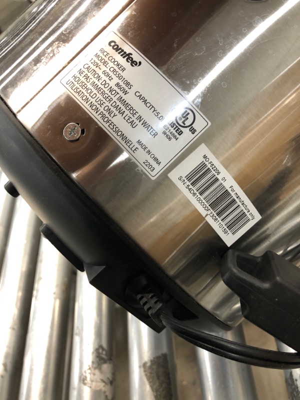 Photo 6 of COMFEE' Rice Cooker, 8-in-1 Stainless Steel Multi Cooker, Slow Cooker, Steamer, Saute, and Warmer, 5.2 QT, 20 Cups Cooked(10 Cups Uncooked), Brown Rice, Quinoa and Oatmeal, 8 One-Touch Programs 20-cup cooked/10-cup uncooked